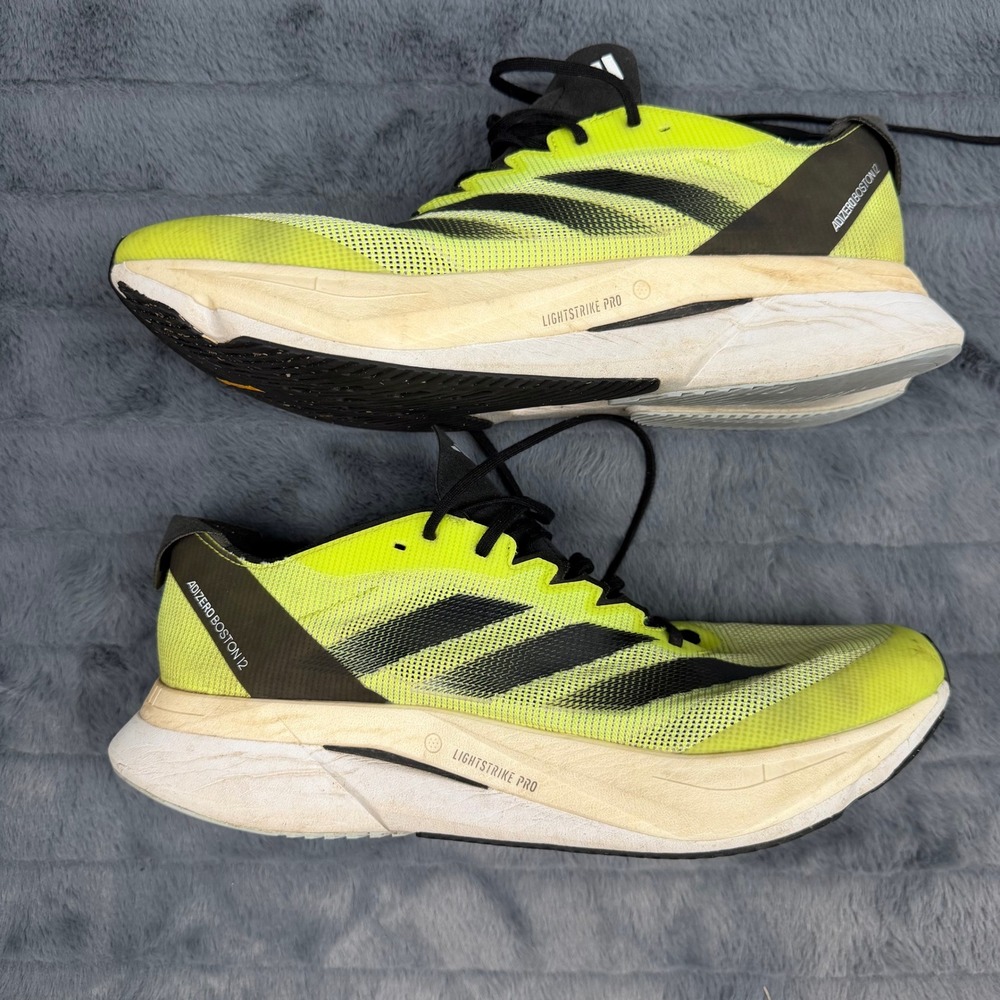 Adidas Adizero Boston 12 Mens Running Shoes Lucid Lemon Black H03705 Size 10.5